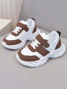 1 Pair Unisex New Low-Top Breathable Flat Casual Shoes, Soft Sole Non-Slip Infant Sneakers, Fashion Versatile Student Running Shoes, Lightweight Chunky Sneakers Suitable For All Seasons - Brown - View 6