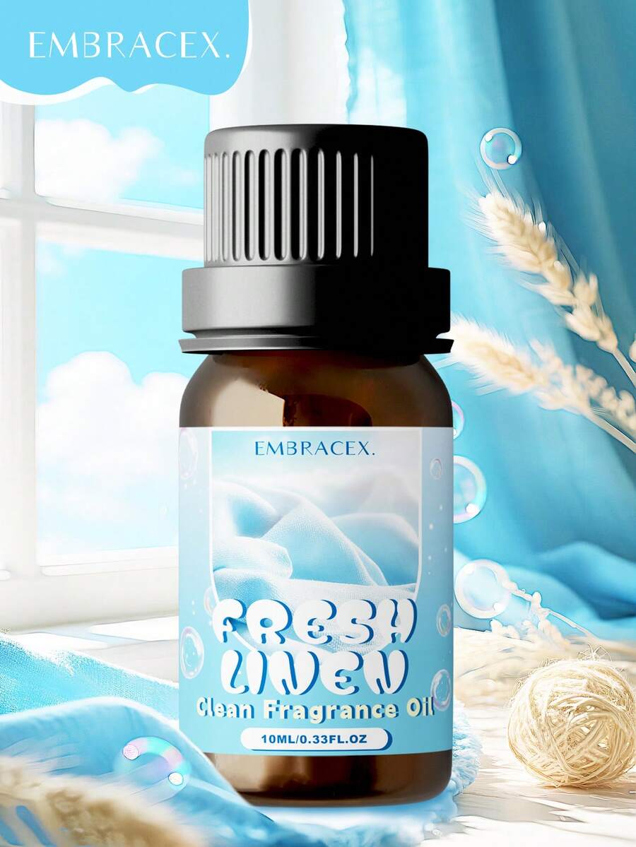 EMBRACEX. 10ml 清新亞麻精油 適用於加濕器/擴香器，芳療精油，節日禮物，薰衣草、檸檬、玫瑰、麝香、清新空氣