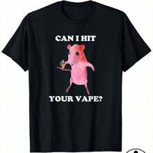 Humorous For Vape Rat Graphic T-Shirt - 100 Casual Loose Fit Tee Featuring A Funny Vaping Design Available In Sizes S To - Black - View 6