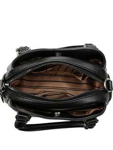 Classic Retro Elegant Solid Color Women's Shoulder Bag & Handbag, Suitable For Daily Commute - Black - View 8