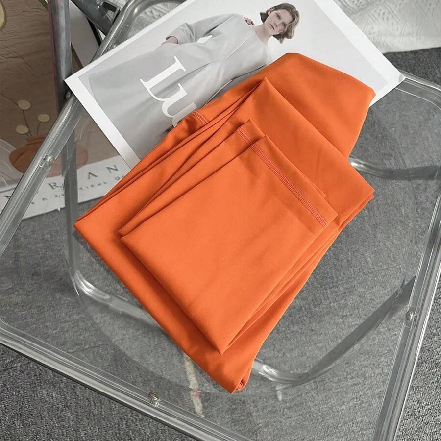 Mallas deportivas sin costuras para mujer, mallas deportivas de cintura alta para levantamiento de cadera, mallas deportivas de realce para Yoga, ropa de gimnasio - Naranja - Ver 1