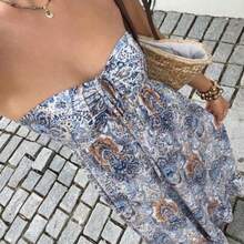 Women Long Dresses - 藍白色 - 查看 1
