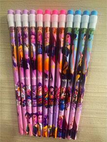 12pcs 2026 Witch Hunting Group Eraser-Tipped Pencils ( Pencil Blind Box) Suitable For Studying, Writing, Note-Taking And Gifting, Perfect For Back-To-School Gifts. Large Cartoon Writing Pencils, Stationery Set. [Style Sent At Random] - Multicolor - View 6