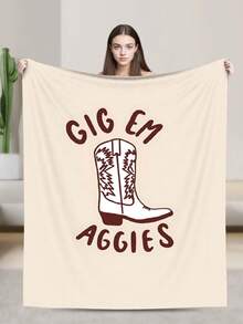 Texas A&M Merch Aggies Throw Blanket Warm Blankets Breathable Air Conditioner Blanket For Car Classic Outdoor Blankets For Picnic For All Season - 黑色 - 查看 1
