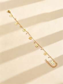 1pc Fashionable Versatile Casual Bohemian Style Flower & Faux Pearl Pendant Anklet, Suitable For Summer Beach, Daily Commute Decoration - Multicolor - View 5