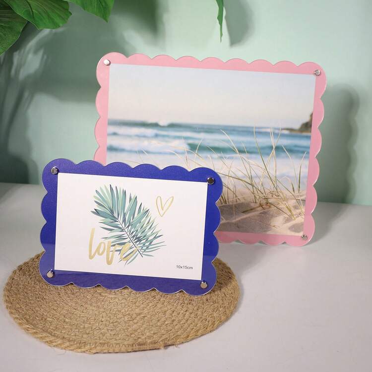 1pc Of Acrylic Minimalist Style Color Wave Decorative Photo Frame 4x6in, 5x7, 8x10in Can Be Placed Horizontally And Vertically (Without Photo Paper) - Square Wave - View 8