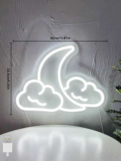 Đèn neon hình sao và mây, đèn LED trang trí tường phòng ngủ, đèn tạo không khí lung linh, thích hợp trang trí nhà cửa theo chủ đề sinh nhật cho bé gái, phong cách trang trí phòng ngủ trẻ em, đồ dùng cho bữa tiệc.