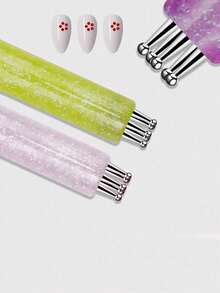 1pc Bright Simple Quick Flower Painting And Dotting Nail Art Tool Flower Painting Pen,Need Doh - Multicolor - View 3