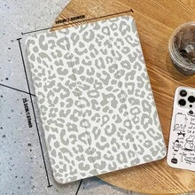 A Light Gray Leopard Print Pattern Suitable (A16) 11 Inch / 11th Generation, Compatible With 10.2 Inch 2021/2020 10th/9th/8th Generation/Mini4/5/6/, Compatible With Tab A8 10.5 Inch 2022, Tablet Protective With Built-In Pen Slot, 70% Off Stand, Supports Automatic Sleep/Wake Cover. Product Does Not Include A Pen. Holiday Accessories - View 3