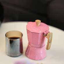 Pink Sparkly Octagon Moka Pot, Aluminum Moka Espresso Coffee Maker, Home Coffee Appliance Back To School - Pink - View 3