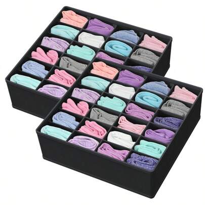 1 hộp đựng đồ gấp gọn 24 ngăn, hộp đựng tất và đồ lót, giỏ đựng đồ trong tủ quần áo, hộp đựng đồ tiết kiệm không gian, phụ kiện phòng ngủ, đồ dùng lưu trữ và trang trí, trang trí nhà cửa/phòng ngủ/ngày lễ, hộp đựng đồ, lưu trữ và sắp xếp đồ đạc trong nhà, dụng cụ sắp xếp và lưu trữ, ngăn kéo đựng đồ trên bàn làm việc, tủ quần áo, ngăn kéo đựng đồ, hộp đựng đồ lót bằng vải dung tích lớn có ngăn đựng tất, áo ngực, quần lót, thùng đựng đồ gia dụng.