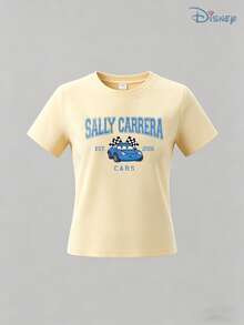 Boys' Disney Cars Sally Carrera Graphic T-Shirt, Kids Retro 2006 Movie Tee, Soft Breathable Casual Top For Boys, Ideal For Everyday Wear, Playground, School, Theme Parks, Vacation & Outdoor Activities - Màu be - Xem 3