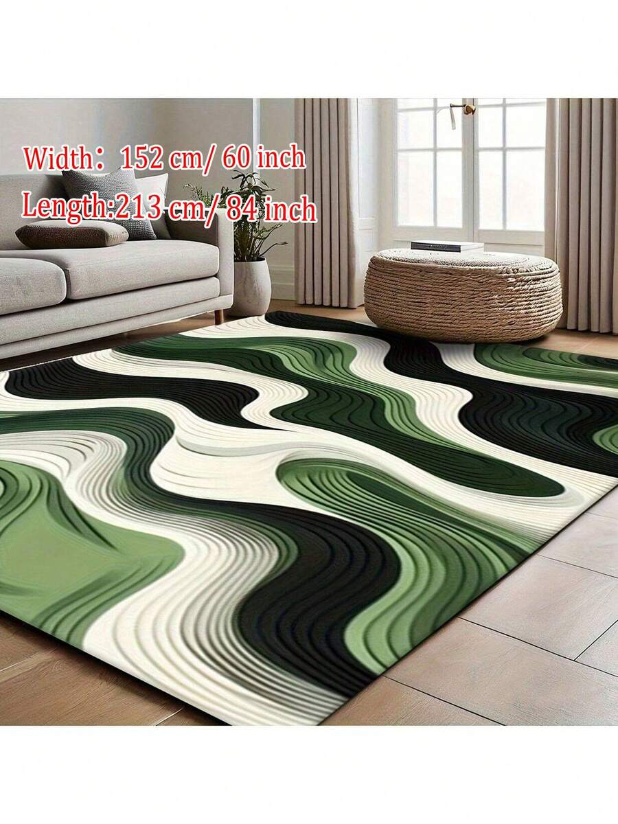 1pc Retro Abstract Geometric Area Rugs For Living Room, Floor Carpet For Bedroom, Carpets Home Decor Rugs, Homestay Hotel, Non-Slip Machine Washable Carpet, Home Decor Room Decor - Style 1 - View 1