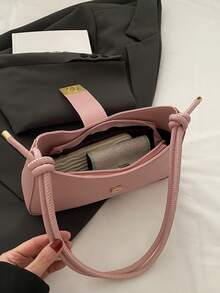 Nuevo bolso de hombro de lujo minimalista de unicolor de alta gama multifuncional para mujer - Rosa - Ver 12
