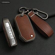 Funda de aleación de Zinc + cuero para llave de coche, funda para KIA Ceed 2023 CD Forte 2018 2019 2021 Cerato 2019 K3 Gt Seltos Sportage 2020 Sorento - Verde plateado - Ver 3