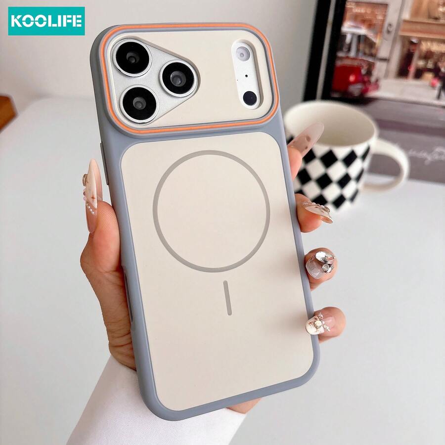 KOOLIFE 磁吸奢華啞光雙色親膚感高端防撞防摔 Apple 手機保護殼 灰色與白色，適用於 iPhone 18 Pro/18 Pro Max/17 Pro Max/16 Pro Max/15 Pro Max/14 Pro Max/13 Pro Max/17 Pro/16 Pro/15 Pro/14 Pro/13 Pro/17/16/15/14/13/12 Pro Max/12 Pro/12/11 機型；情侶禮物，支援無線充電，防摔硬殼，週年禮物，加厚全包覆手機殼