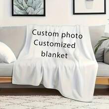 Customized Photo Blank Throw Blanket, Vintage Flannel Blanket, Knitted Fabric Suitable For All Seasons, Digital Printing, Customized Gift For Couples And Families, Unique Commemorative Souvenir - Multicolor - View 8