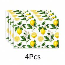 1pc Lemon Pattern Linen Placemat, Breakfast Mat, Coffee Coaster, Bowl Pad, Kitchen Accessory, Easy To Clean Dining Mat, Suitable For Home, Restaurant, Dining Decor, Holiday Gift, Gift For Friends, Multi-Piece Set - Multicolor - View 34