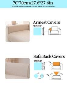 1pc Slip-Resistant Sofa Cover, Washable Chenille Fabric Sofa Protector, Universal Furniture Cover Suitable For Living Room, Beige, Pet & Child Friendly Sofa Slipcover Fit For L-Shaped Sofa, Loveseat, Sofa, 3-Seater Sofa, Corner Sofa (Sold Separately) - Beige - View 12