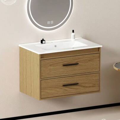 75cm Bathroom Cabinet In Light Oak With Ample Storage Space – 2 Drawers