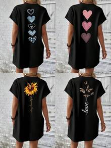 Vestido Feminino Personalizado - Personalize Seu Logotipo e Texto Verão Preto Elegante - Preto - Visão 2