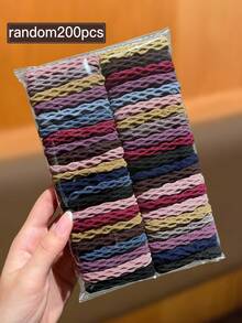 Random 50/100/150/200pcs Morandi Color Unisex Elastic Soft Mesh Hair Ties, Suitable For Daily Commute, Home, Dance, Yoga, Outdoor Sports, Fashion Minimalist Casual Hair Accessories, Women's Hair Accessories, Women's Accessories, Women's Gifts - Multicolor - View 10
