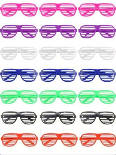 10pcs/20pcs Retro 80s/90s Venetian Style Glasses, Neon Color Venetian Blind Glasses, Venetian Blind Glasses, Party Favor Filler, Novelty Costume Accessory, Suitable For Night Party, Birthday Decor, Party & Music Festival, Beach Decor, Multiple Colors Available, Party Favors, Graduation Ceremony, Disco Birthday Decor, Halloween Decor, Halloween Party Supplies, Christmas Decor, Christmas Party Supplies