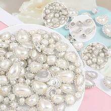 50pcs Bright Acrylic Faux Pearl & Rhinestone Mixed Shapes, Suitable For DIY Jewelry, Wedding Decor, Home Decoration, Party Accessories, Versatile Decorative Beads - Multicolor - View 3