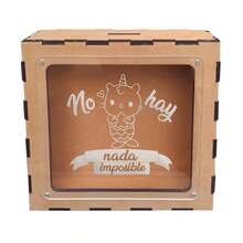 Alcancía de Madera personalizable 23x23x7 cm (MDF) (Juntos) solo para tu hogar - Ser feliz - Ver 9