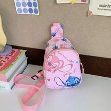 Disney 1个迪士尼授权史迪奇卡通时尚休闲印花胸包/腰包，轻便多功能迷你款 - 均碼 - 查看 17