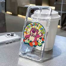 迪士尼玩具总动员抱抱熊花卉草莓透明手机壳，适用于iPhone 17/17 Pro/17 Pro Max/17 Air/16/15/14/13/12/11/X系列，iPhone 17 Pro Max手机壳，iPhone 17 Pro手机壳，iPhone 17手机壳，送给女朋友的理想礼物，动漫迷的完美之选 - Transparent - 查看 7