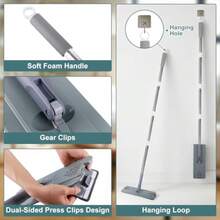 Flat Mop With 3 Pads, Microfiber Mops For Floor Cleaning Adjustable Handle 29-49, Dust Mop For Hardwood Floors, Wet Dry Use On Laminate Wood Tile Vinyl Wall Mopping Bathroom Kitchen Household Supplies - 灰色的 - 查看 6