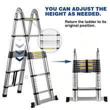 Vandise Telescoping A Frame Ladder 3.8 Extension Ladder Stainless Steel Folding Ladder With Stabilizer Bar 150kg Home Office Loft Garage - 3.8M(1.9+1.9) - 查看 3