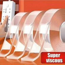 1 Roll Transparent Double-Sided Tape, Nano Bubble Adhesive Tape, Waterproof And Non-Fading, Strong Adhesive - Transparent - View 3