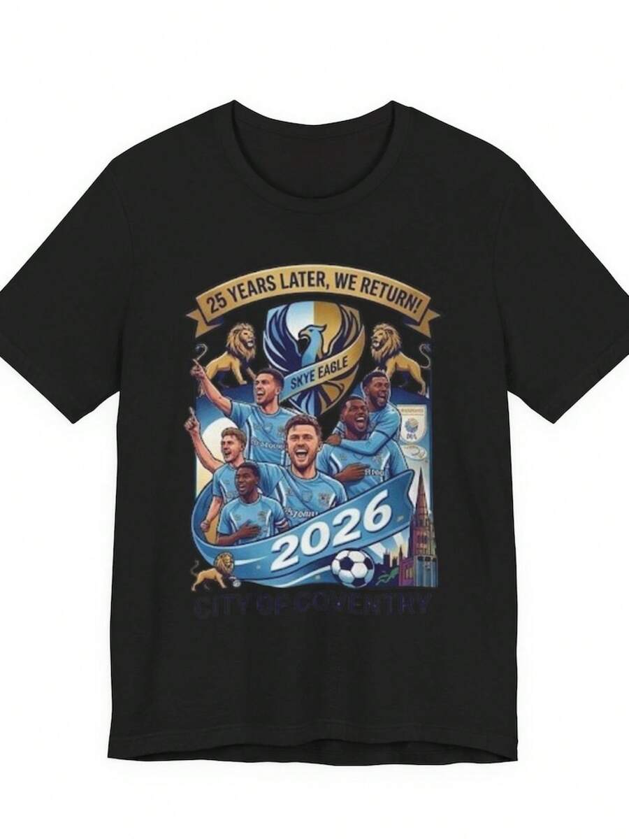 T-shirt a manica corta Coventry City 100% cotone, nera, unisex - nero - Visualizzare 1