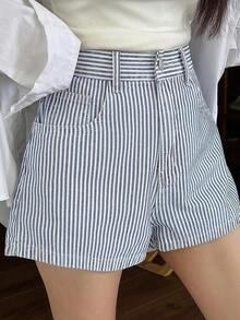 Shorts vaqueros casuales de verano tipo A-line para mujer, shorts vaqueros sexy y elegantes - Lavado ligero 2 - Ver 1