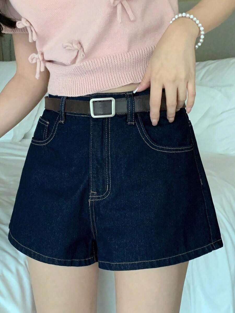 Women's Summer A-Line Casual Street Denim Shorts, Sexy & Chic Jorts Shorts Jean Shorts For Women High Waisted Shorts Cargo Shorts - 藏蓝色 - 查看 1