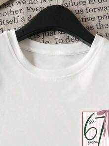Soft 100% Cotton T-Shirt, 1 Piece, Plus Size Fashion Blouse, Casual Summer T-Shirt For Women, White, With A Perfectly Imperfect Touch, Breathable Cotton T-Shirt For Christmas, Matches Everything And Is Great. - 白色 2 - 查看 4
