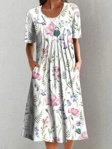 Vestido elegante de moda para mujer, vestido informal holgado, vestido estampado para mujer, nuevo temperamento - Rosa - Ver 6