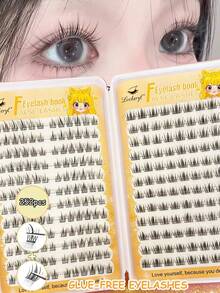Lvcheryl 252 piezas Libro de pestañas postizas autoadhesivas de estilo japonés, pestañas postizas naturales de alta capacidad sin pegamento, pestañas en racimo hechas a mano suaves y cómodas - C - Ver 2