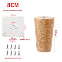 4pcs Cone-Shaped Wooden Furniture Legs, Replacement Feet For Sofa, Chair, Vanity, With Installation Screws And Rubber Pads - Suitable For Cabinets, Sofas, Couches - Beige - View 11