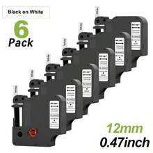 6 Rolls 12mm/0.47" Label Tape Compatible With Dymo D1 Label Tape Refill 45013 Black On White, Suitable For Dymo LabelManager 160 280 PnP 360D 210D 420P, 1/2" X 23ft - 6-pack - View 8