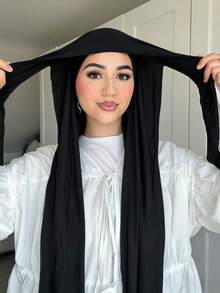 1pc Women's Instant Headscarf Tie-Tie Scarf, Classic Solid Color Wrap-Around Shawl, Premium Modal Fabric Smooth Soft Comfortable, Suitable For Daily Abaya Matching And Holiday Wear,Travel Essential,Beach Towel - Multicolor - View 7