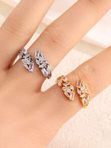 rakol 1 pieza Anillo asimétrico elegante y brillante incrustado con circonita, adecuado para ocasiones formales - Circonio múltiple irregular - Ver 3