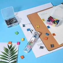 1 Set Stapleless Paper Fastener With 8 Extra Clips, Solid Metal For Tight Binding. Hole-Free To Keep Papers Undamaged, Reusable And Portable, Great For Office, Home And Study File Sorting - Sets - View 5