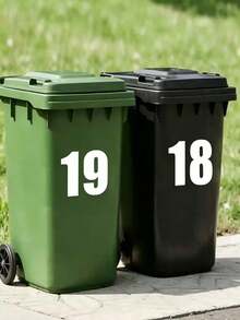2pcs White Number Stickers For Outdoor Trash Cans, Self-Adhesive Number Stickers, Durable PVC Self-Adhesive, Large Commercial Grade, High Visibility Reflective Trash Can Labels, Suitable For Wheeled Trash Cans, Large Trash Cans, Car Trash Cans, Garage Organization - A - View 4