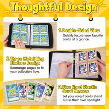 Trading Card Binder 4 Pocket, Card Book With 50 Removable Sleeves Fits 400 Cards, 3-Ring Zipper Design MTG/TCG/Sport Collection Album Gifts For Boys And Girls - Multicolor - View 6