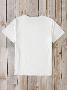 Camiseta suave 100% algodón. Una camiseta casual de manga corta y cuello redondo con estampados florales, perfecta para primavera y verano, ideal como regalo de cumpleaños o para las fiestas para mujeres. Camiseta de algodón transpirable, combina con todo. - Blanco - Ver 2