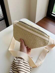 Túi đeo hông đính sequin bạc, túi đeo ngực đính sequin lấp lánh, túi đeo chéo phong cách dự tiệc, túi xách đa năng sang trọng màu bạc. - Màu Khaki - Xem 4