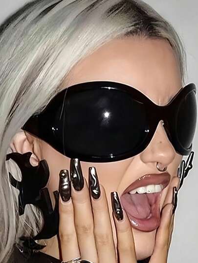 New Y2g Future Sense Big Frame Arc Fashion Glasses Women Men Exaggerated Personalized Hot Girl Plot Day Party Companion Funny Fashion Holiday Party Daily Street Shooting Fashion Glasses Female Suitable For Daily Wear Glasses